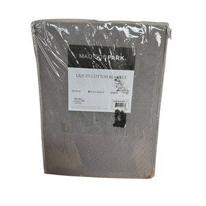 Madison Park Light Gray Cotton Full/Queen Blanket